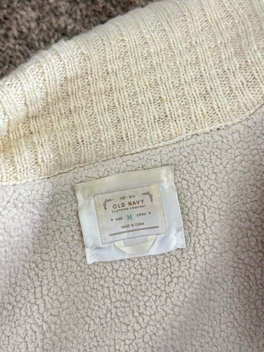 Y2k cozy fairy couchette cream knit cardigan w soft sherpa interior - Picture 6 of 8